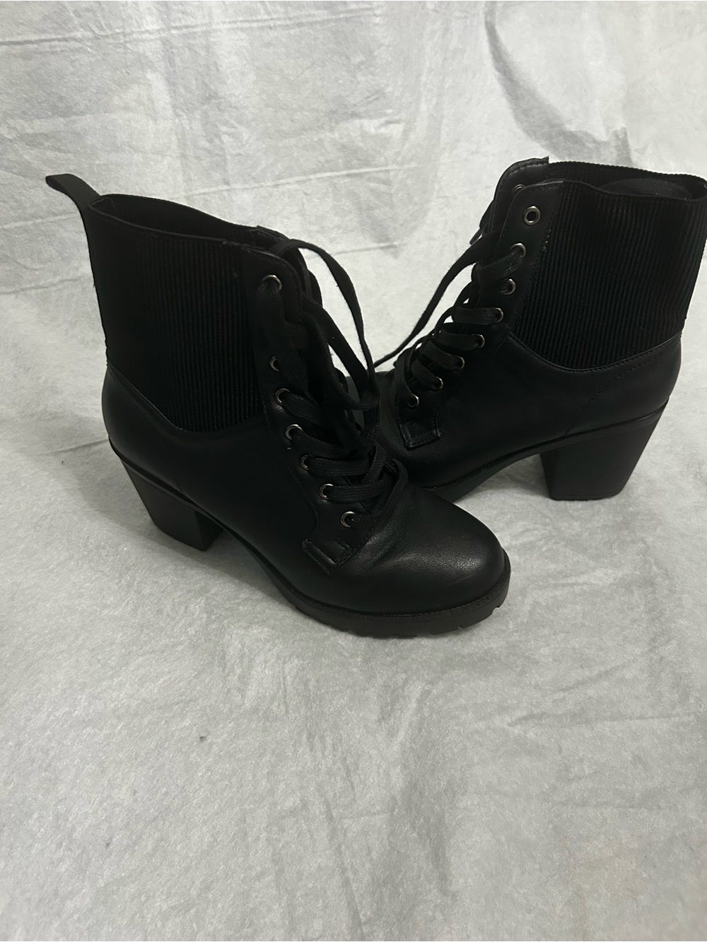 Zigi Soho Black Lace-Up Block Heel Combat Boots